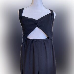 FREE PEOPLE Beachware Black Sleeveless Jumpsuit; ribbed cotton; size S